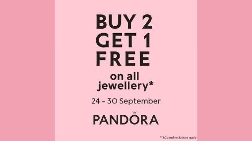 Buy 2 get 1 free at Pandora - Limited time! 