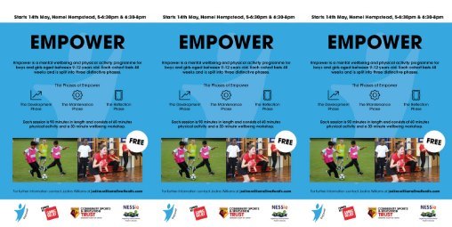 Empower physical activity and wellbeing sessions to support young people’s mental health 9-12 yr olds.